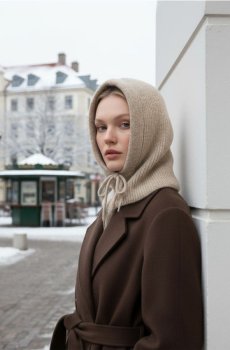 Ребриста балаклава - бежевий