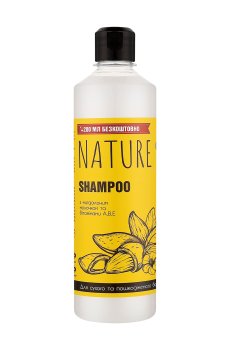 Шампунь Bioton Cosmetics Nature Shampoo для сухих и поврежденных волос, с миндальным молочком и витаминами А, В, Е, 500 мл