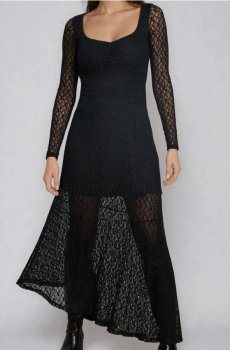 Мереживна сукня з асиметричним низом - чорний