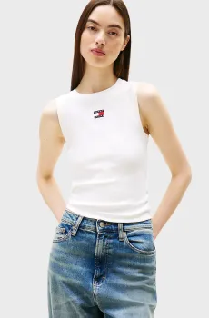 Женская белая майка TJW SLIM SH BADGE TANK Белый XS Tommy Jeans DW0DW20896