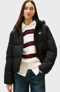 Женская черная куртка HOODED PUFFER Черный M Tommy Jeans DW0DW21625