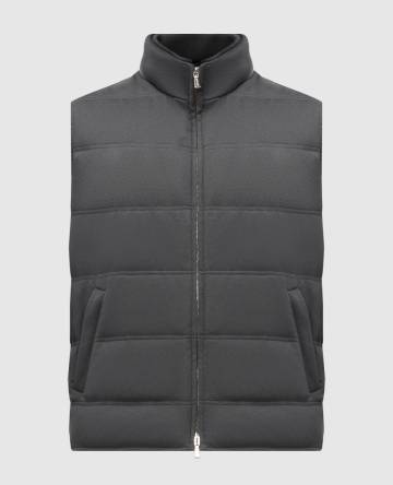 Серый пуховый жилет из кашемира