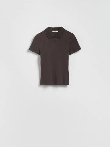 Reserved - Футболка поло - темно коричневий - 425GA-89X