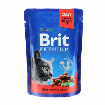 Влажный корм для кошек Brit Premium By Nature с тушеной говядиной и горошком, 100 г Влажный корм для кошек Brit Premium By Nature с тушеной говядиной и горошком, 100 г