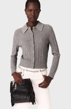 Женский серый шерстяной кардиган Серый 40 MAJE MFPCA00639_Grey