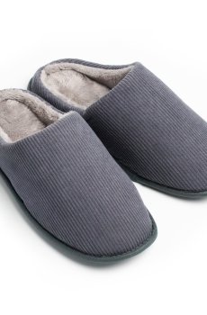 Мужские комнатные тапочки Twins Velvet получешки, серые, размер 40-41 (27 см)