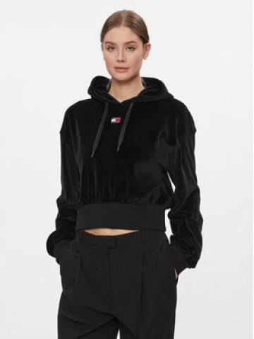 Tommy Jeans Світшот Velour DW0DW17519 Чорний Regular Fit Tommy Jeans Світшот Velour DW0DW17519 Чорний Regular Fit