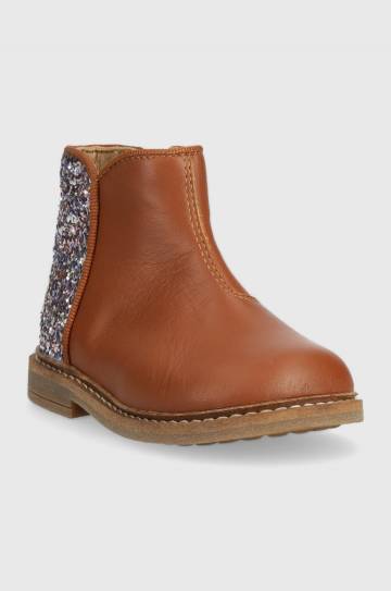 Детские кожаные ботинки Pom Dapi RETRO BACK цвет коричневый