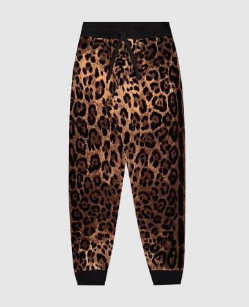 Детские велюровые джогеры в анималистичный принт с логотипом