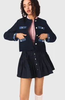 Женский темно-синий твидовый жакет Синий 34 MAJE MFPVE00757_Navy