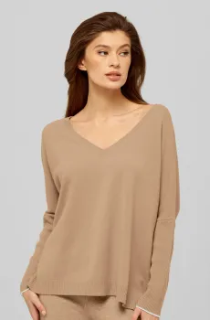 Женский бежевый кашемировый пуловер Бежевый 40 MARC&ANDRE W21-00CH316