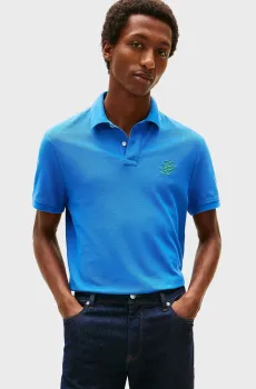 Мужское синее поло SCRIPT Синий M Tommy Hilfiger MW0MW43046