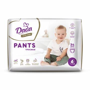 Подгузники-трусики Dada Elite Care размер 6 XL (15+ кг), 34 шт Подгузники-трусики Dada Elite Care размер 6 XL (15+ кг), 34 шт
