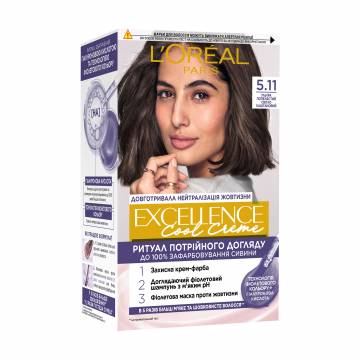Крем-краска для волос LOreal Paris Excellence Creme с тройным уходом, 5.11 Ультра пепельный светло-каштановый, 192 мл Крем-краска для волос LOreal Paris Excellence Creme с тройным уходом, 5.11 Ультра пепельный светло-каштановый, 192 мл