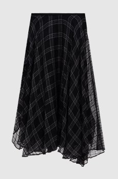 Черная юбка с шелком в клетку
