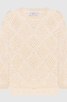 Бежевый джемпер с пайетками