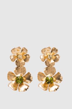 Золотые серьги в форме цветов с кристаллами Swarovski