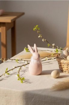 Великодній керамічний зайчик - пастельний рожевий