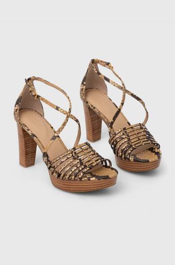 Кожаные сандалии Lauren Ralph Lauren Shelby цвет бежевый 802925332001 Кожаные сандалии Lauren Ralph Lauren Shelby цвет бежевый 802925332001
