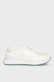 Мужские белые кожаные кроссовки LOW TOP LACE UP NYLON WOVEN Белый 41 Calvin Klein HM0HM01841