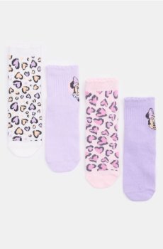Ребристі шкарпетки з леопардовим принтом 4 pack Minnie Mouse - різнобарвний