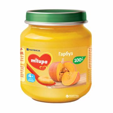 Детское овощное пюре Milupa Тыква, от 5 месяцев, 125 г Детское овощное пюре Milupa Тыква, от 5 месяцев, 125 г