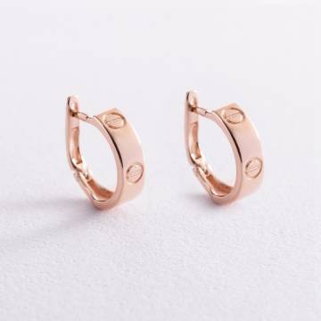 Серьги "Love" в красном золоте с07590 Серьги "Love" в красном золоте с07590