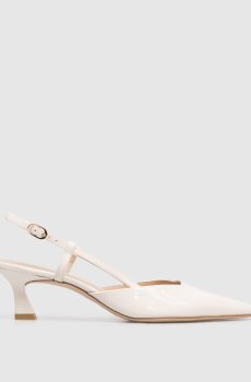 Белые кожаные лакированные слингбеки VINNIE