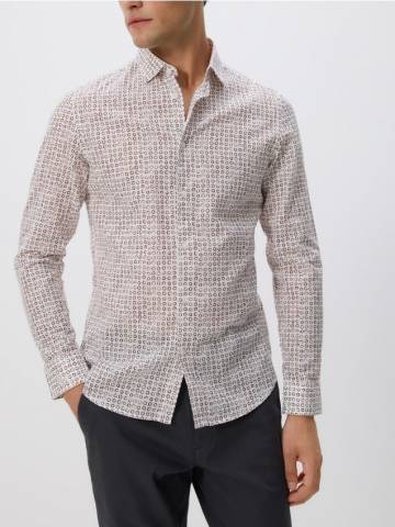 Reserved - Сорочка slim fit із високим вмістом бавовни - бежевий - 778EH-08P Reserved - Сорочка slim fit із високим вмістом бавовни - бежевий - 778EH-08P