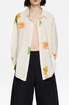 Женская белая льняная рубашка с узором Белый XS Bimba Y Lola 251BR2017.10121