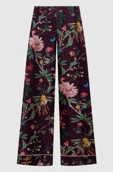 Бордовые брюки из шелка в пижамном стиле