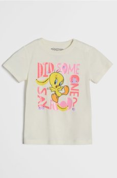 Бавовняна футболка з принтом Looney Tunes - кремовий