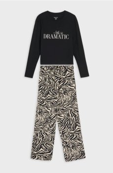 Двокомплектна бавовняна піжама - чорний