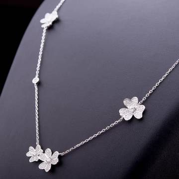 Серебряное колье "Цветочки" с фианитами 15138 Серебряное колье "Цветочки" с фианитами 15138