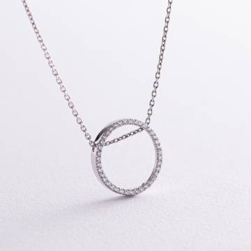 Серебряное колье "Круговорот" с фианитами 908-00918 Серебряное колье "Круговорот" с фианитами 908-00918