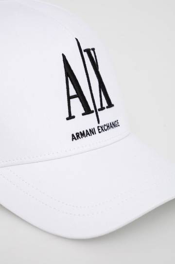 Кепка Armani Exchange цвет белый с аппликацией Кепка Armani Exchange цвет белый с аппликацией