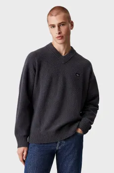 Мужской темно-серый пуловер BOUCLE V-NECK Серый M Calvin Klein Jeans J30J326452