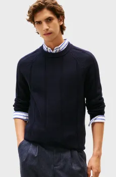 Мужской темно-синий шерстяной джемпер TEXTURED Синий XL Tommy Hilfiger MW0MW40911
