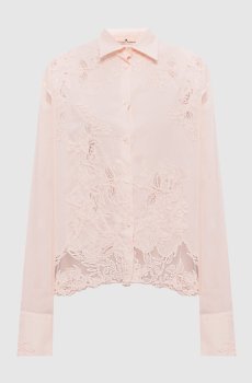 Розовая блуза с кружевом