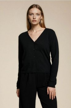 Кардиган з сумішшю вовни та віскози - чорний