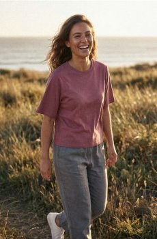 Однотонна футболка з коротким рукавом - пильно-рожевий