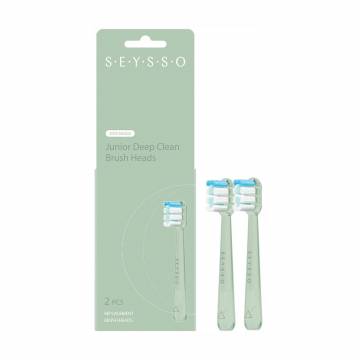 Сменные насадки для электрической зубной щетки Seysso Kids Junior Deep Clean Green, 2 шт Сменные насадки для электрической зубной щетки Seysso Kids Junior Deep Clean Green, 2 шт