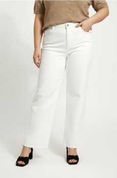 Wide leg джинси з ефектом прання Plus size - білий