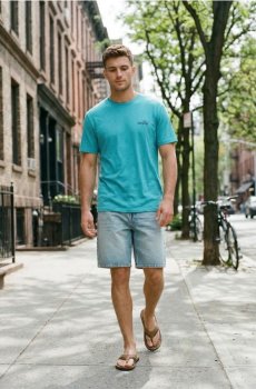 Бавовняна футболка з написом Surfing - світло-бірюзовий