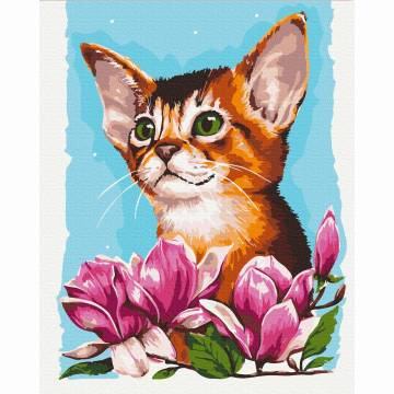 Картина за номерами Brushme Котик в квітах (BS53585) Картина за номерами Brushme Котик в квітах (BS53585)