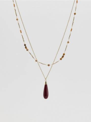 Reserved - Набір намист з натуральними каменями - різнобарвний - 382FD-MLC