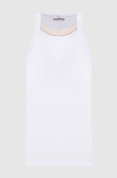 Белый топ с шелком в рубчик