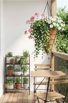 Підвісне металеве садове кашпо з корковою вкладкою - чорний