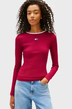 Женский бордовый лонгслив SLIM BADGE Бордовый M Tommy Jeans DW0DW21839