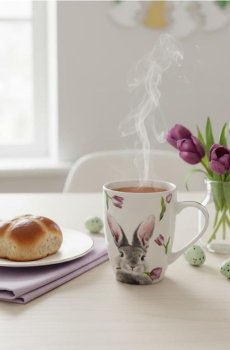 Керамічне горнятко з принтом зайчика - білий